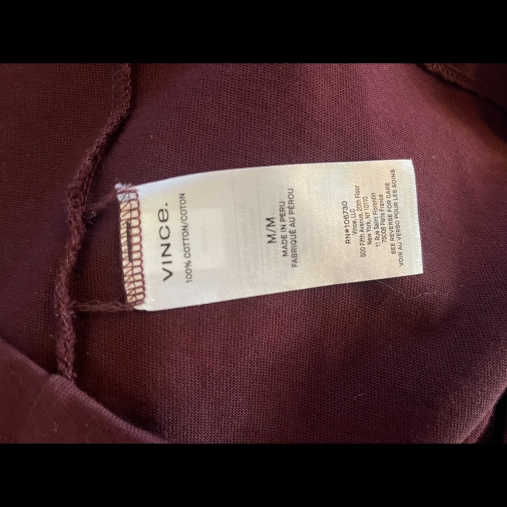 VINCE Tie Waist Short Sleeve Cotton Dress In Oxblood - Picture 7 of 7